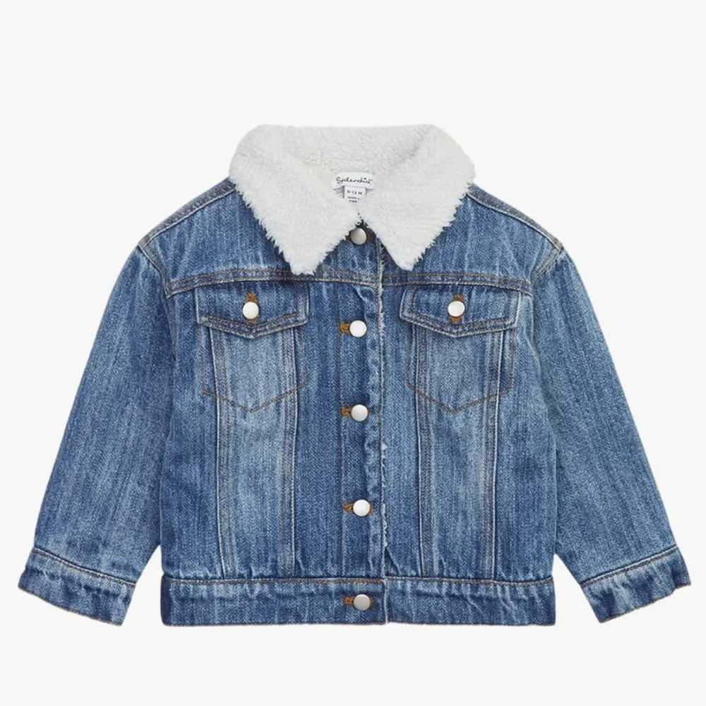 Unbranded Kids Blue Denim Jacket with White Sherpa Collar